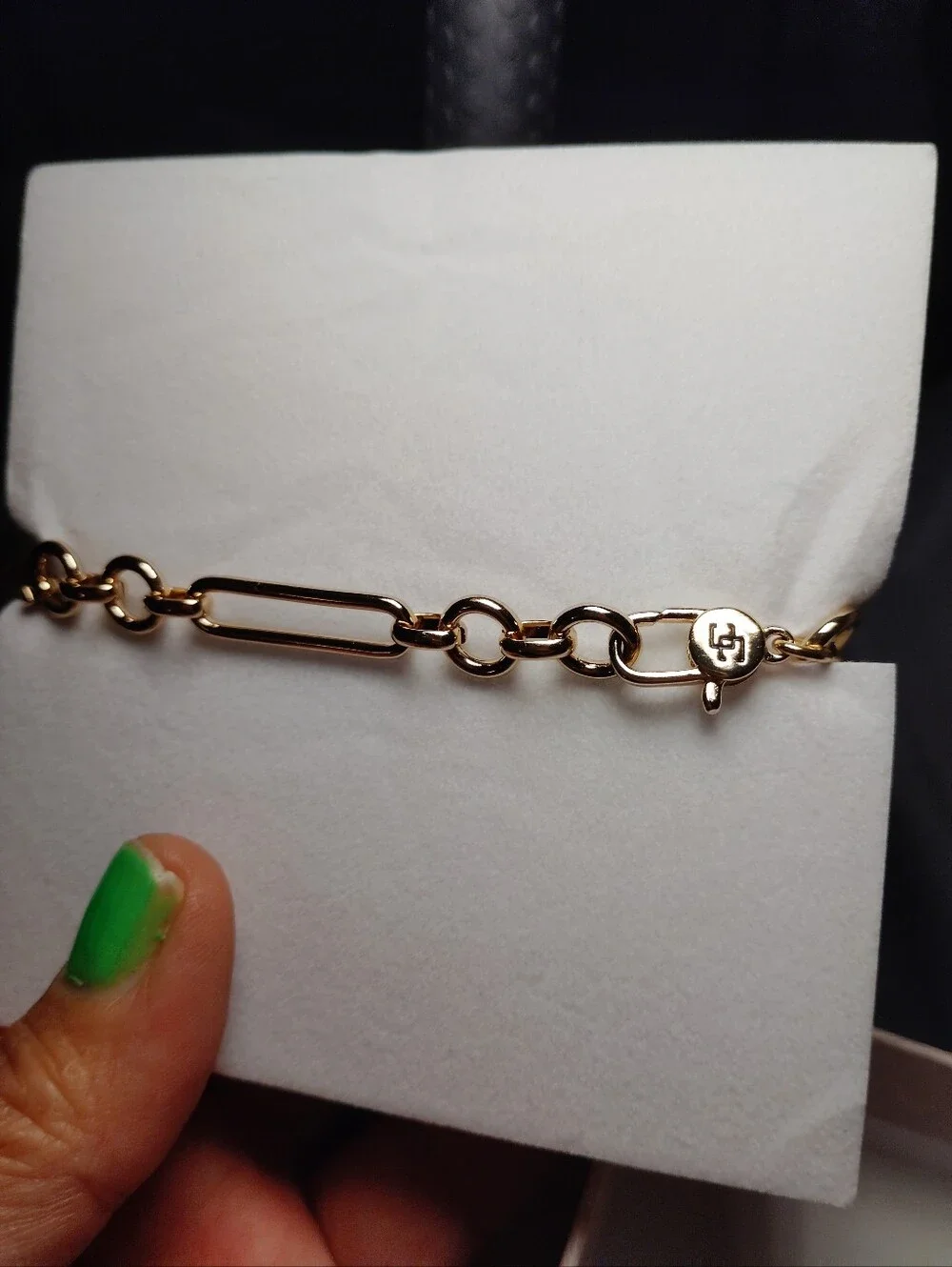 Chico's Gold Link Bracelet with Dangle Logo Charm